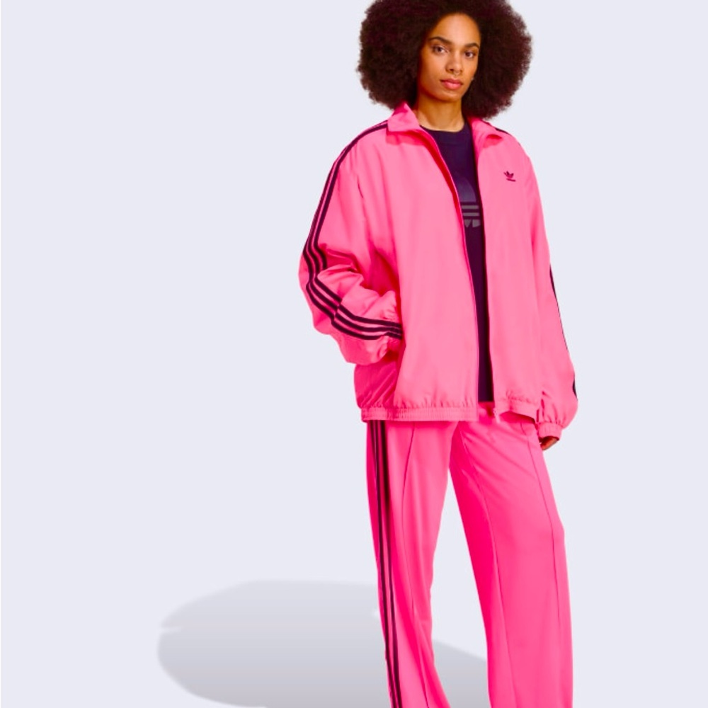 adidas Women's Oversized/Lightweight Firebird Track Jacket -Lucid Pink JV7489 - Picture 5 of 9